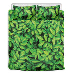 Green Leaf Print Duvet Cover Bedding Set