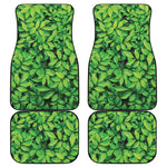 Green Leaf Print Front and Back Car Floor Mats