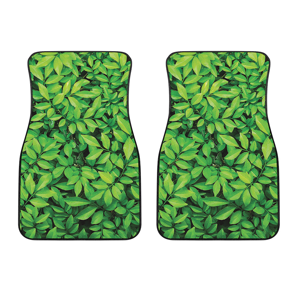Green Leaf Print Front Car Floor Mats