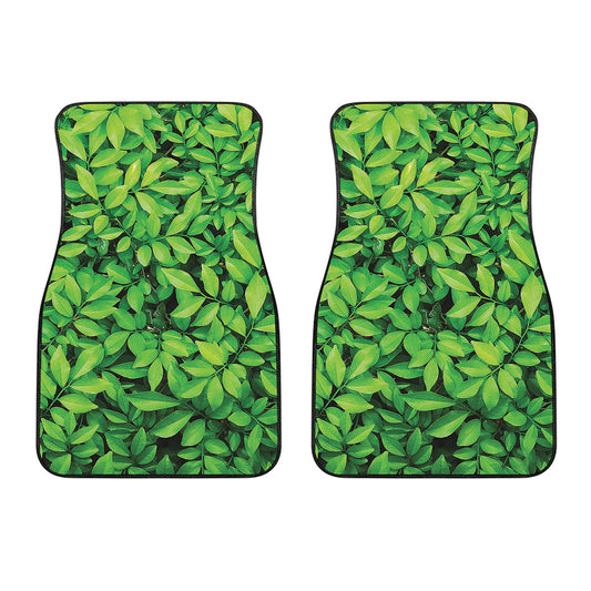 Green Leaf Print Front Car Floor Mats