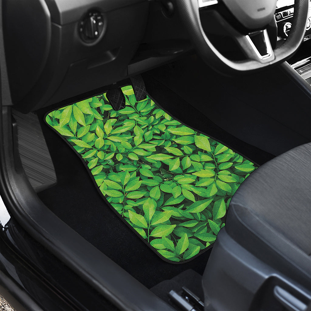 Green Leaf Print Front Car Floor Mats