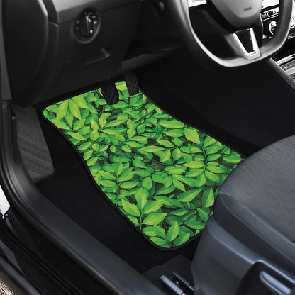 Green Leaf Print Front Car Floor Mats