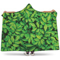 Green Leaf Print Hooded Blanket