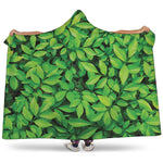 Green Leaf Print Hooded Blanket