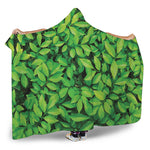 Green Leaf Print Hooded Blanket