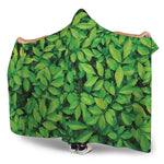 Green Leaf Print Hooded Blanket