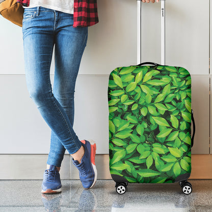 Green Leaf Print Luggage Cover