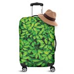 Green Leaf Print Luggage Cover
