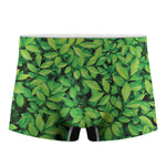 Green Leaf Print Men's Boxer Briefs