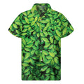 Green Leaf Print Men's Short Sleeve Shirt
