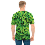 Green Leaf Print Men's T-Shirt