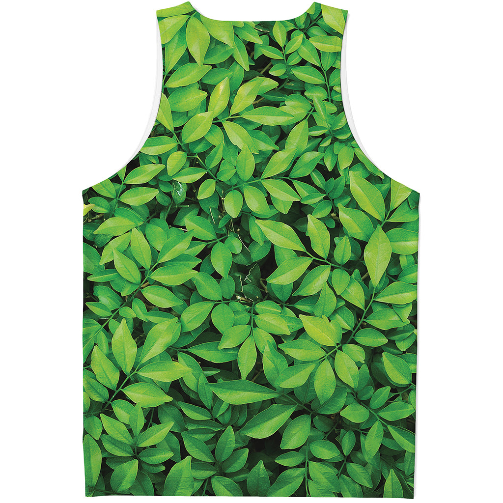 Green Leaf Print Men's Tank Top