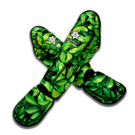 Green Leaf Print Muay Thai Shin Guard