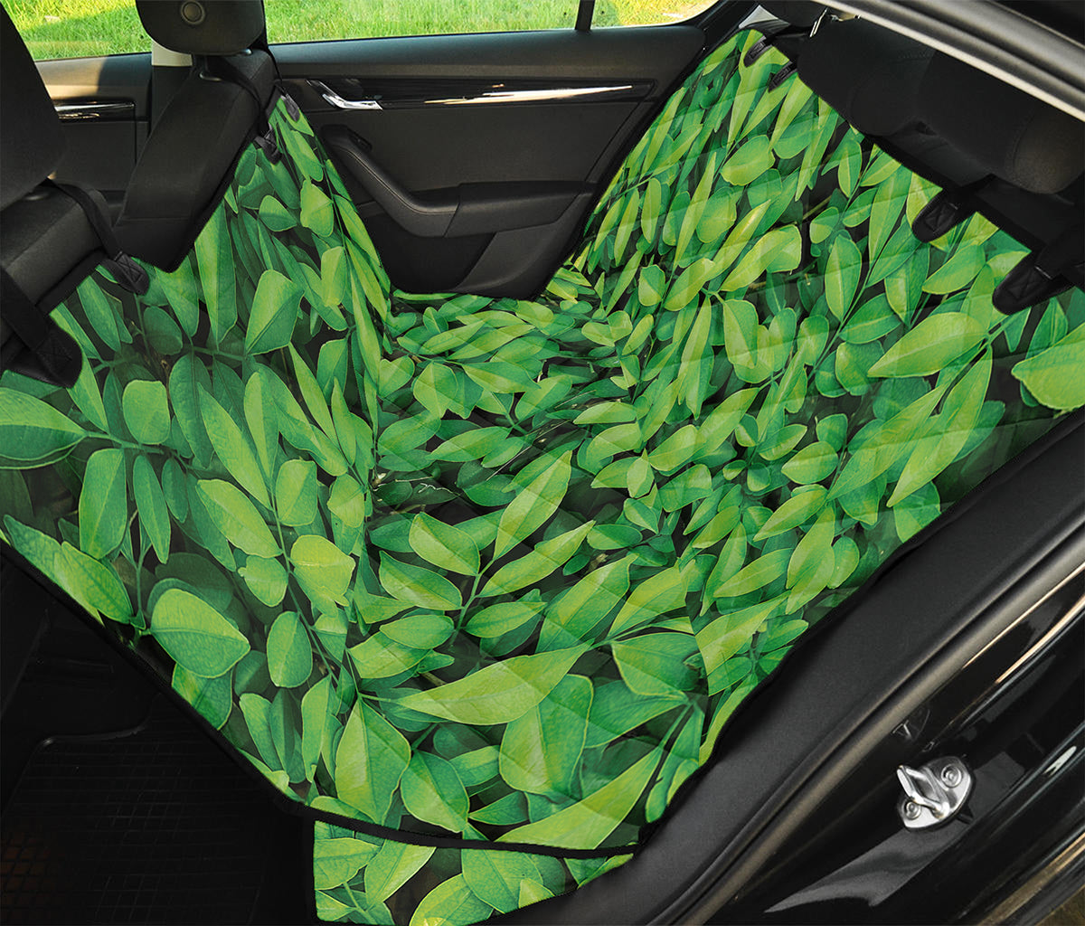 Green Leaf Print Pet Car Back Seat Cover