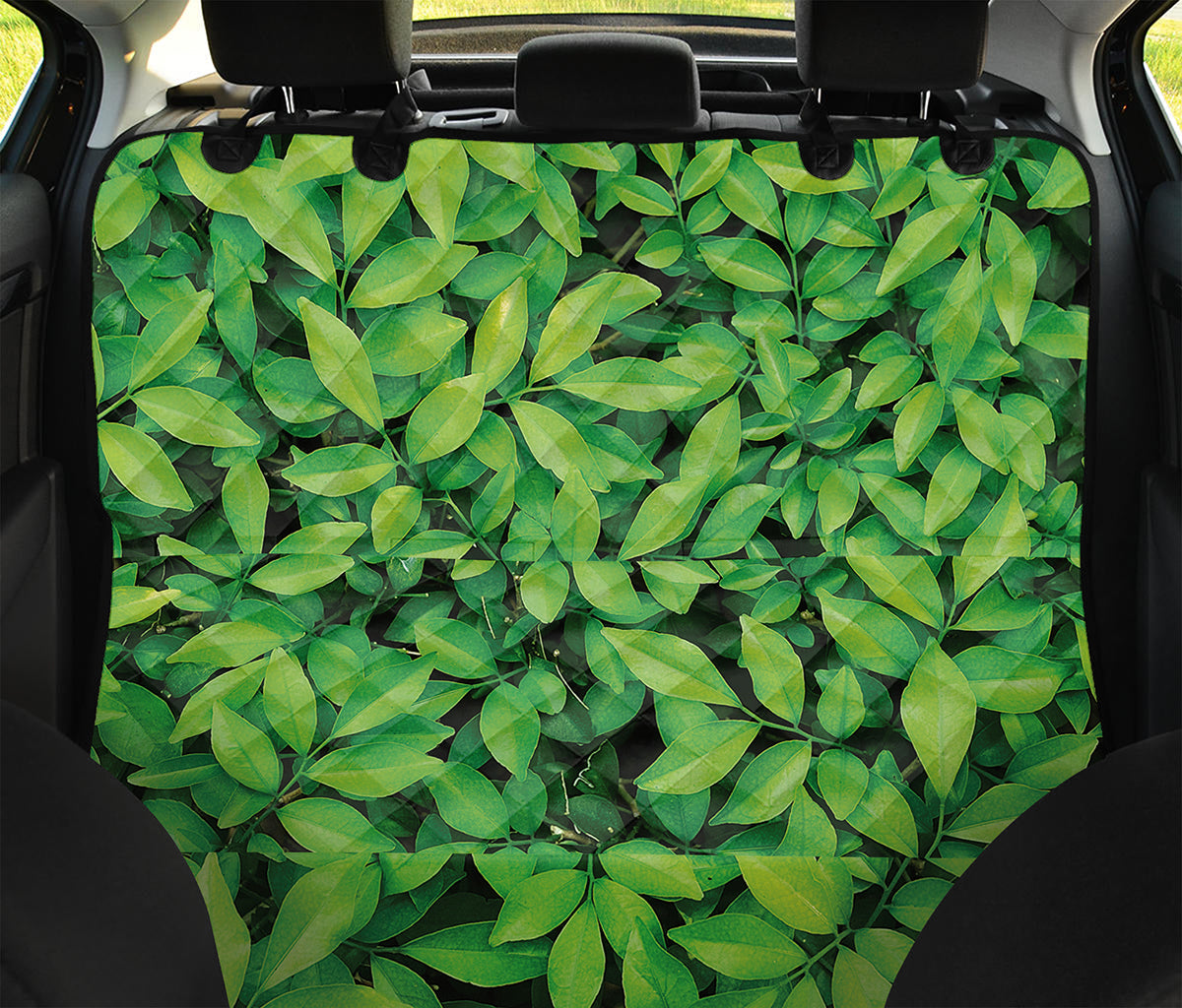 Green Leaf Print Pet Car Back Seat Cover