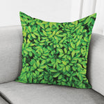 Green Leaf Print Pillow Cover