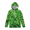 Green Leaf Print Pullover Hoodie
