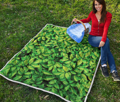 Green Leaf Print Quilt