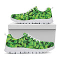 Green Leaf Print White Running Shoes