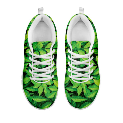 Green Leaf Print White Sneakers