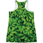 Green Leaf Print Women's Racerback Tank Top