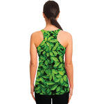 Green Leaf Print Women's Racerback Tank Top