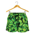Green Leaf Print Women's Shorts