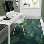 Green Leaves Print Area Rug