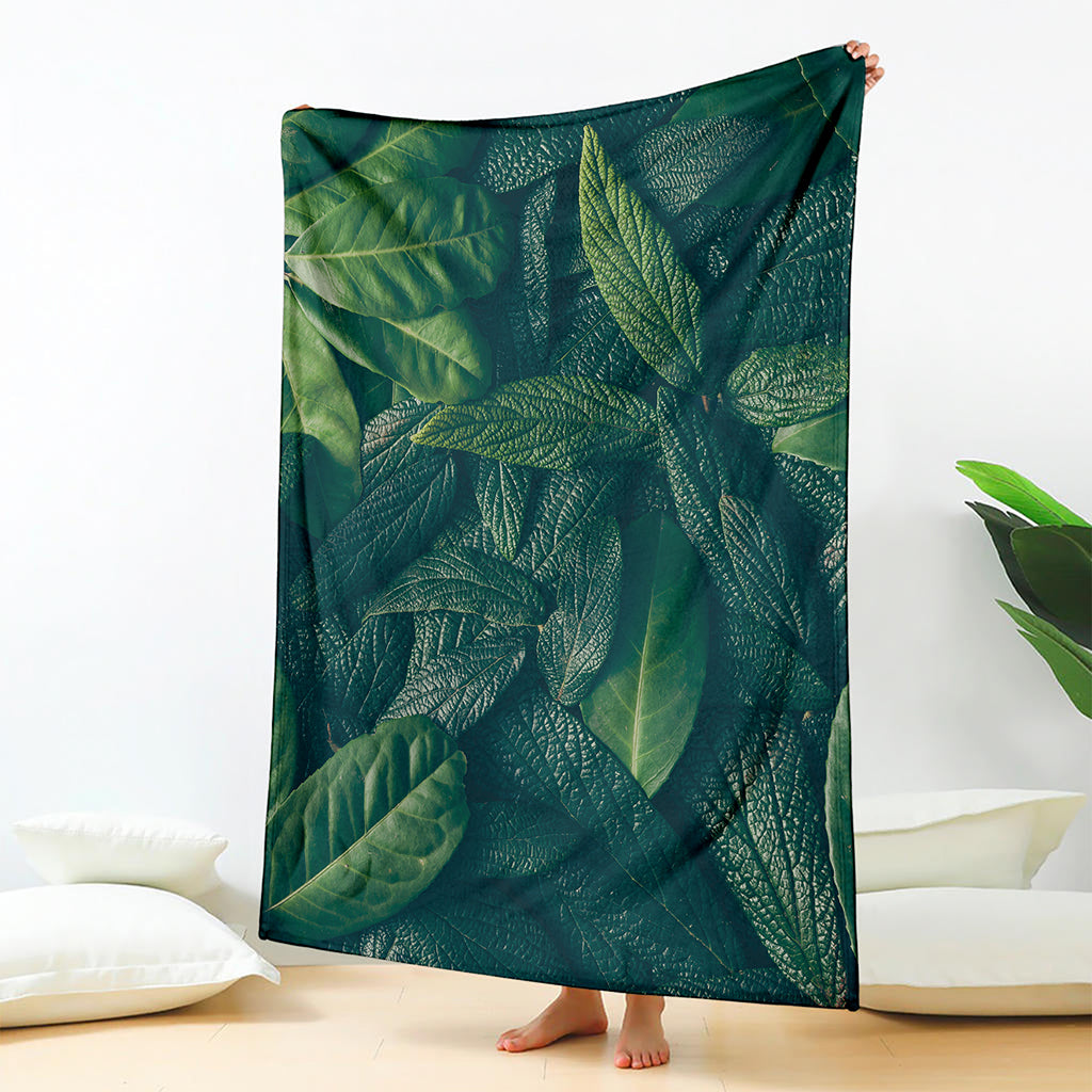 Green Leaves Print Blanket