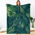 Green Leaves Print Blanket