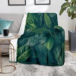 Green Leaves Print Blanket