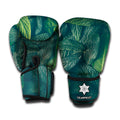 Green Leaves Print Boxing Gloves
