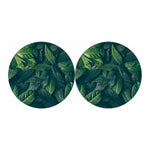 Green Leaves Print Car Coasters