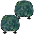 Green Leaves Print Car Headrest Covers
