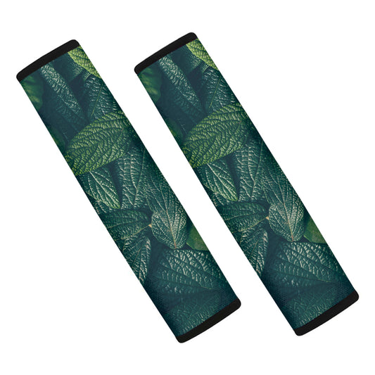 Green Leaves Print Car Seat Belt Covers