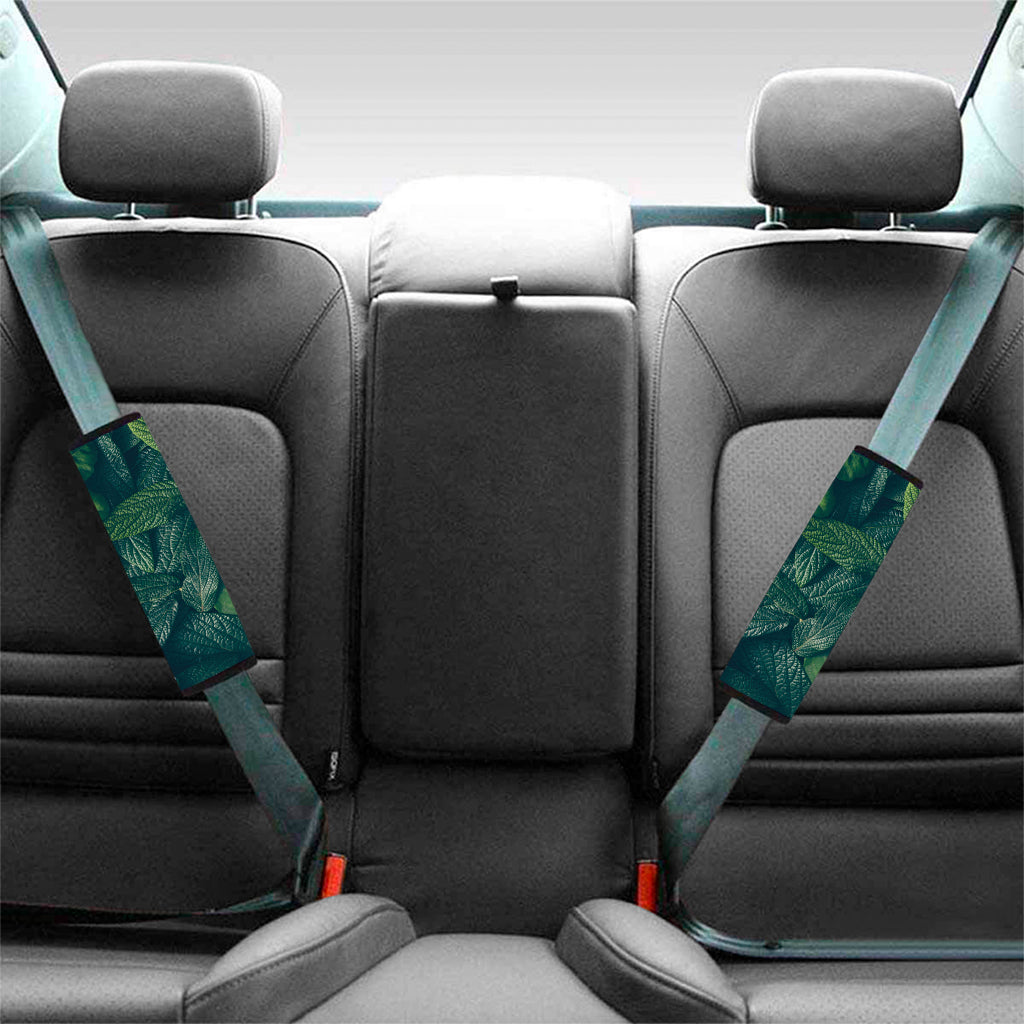 Green Leaves Print Car Seat Belt Covers