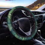 Green Leaves Print Car Steering Wheel Cover