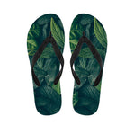 Green Leaves Print Flip Flops