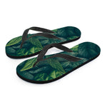 Green Leaves Print Flip Flops