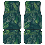 Green Leaves Print Front and Back Car Floor Mats