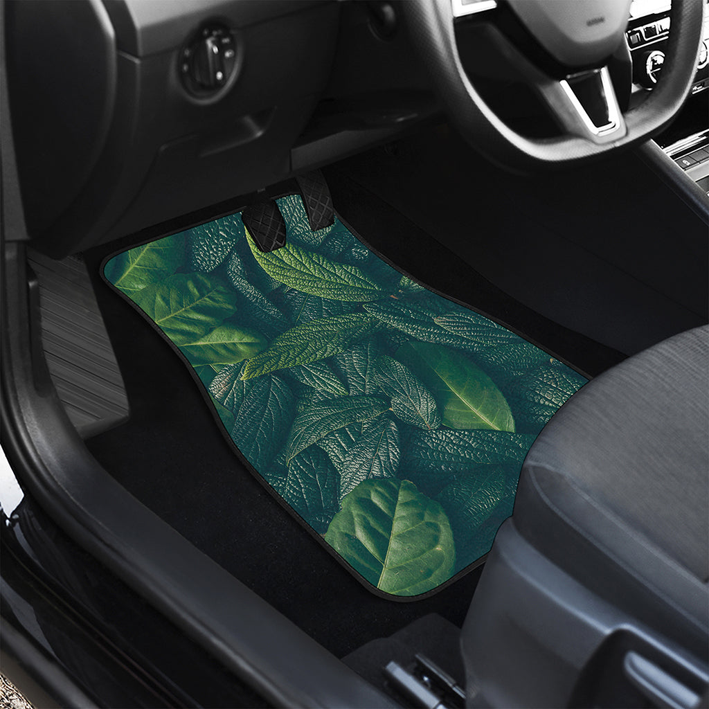 Green Leaves Print Front and Back Car Floor Mats