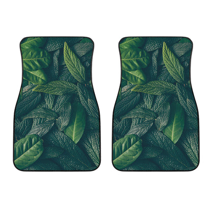 Green Leaves Print Front Car Floor Mats