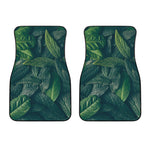 Green Leaves Print Front Car Floor Mats