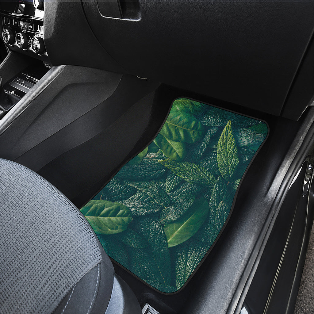 Green Leaves Print Front Car Floor Mats