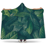 Green Leaves Print Hooded Blanket