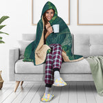 Green Leaves Print Hooded Blanket