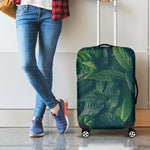Green Leaves Print Luggage Cover