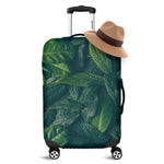 Green Leaves Print Luggage Cover