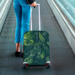 Green Leaves Print Luggage Cover