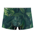 Green Leaves Print Men's Boxer Briefs